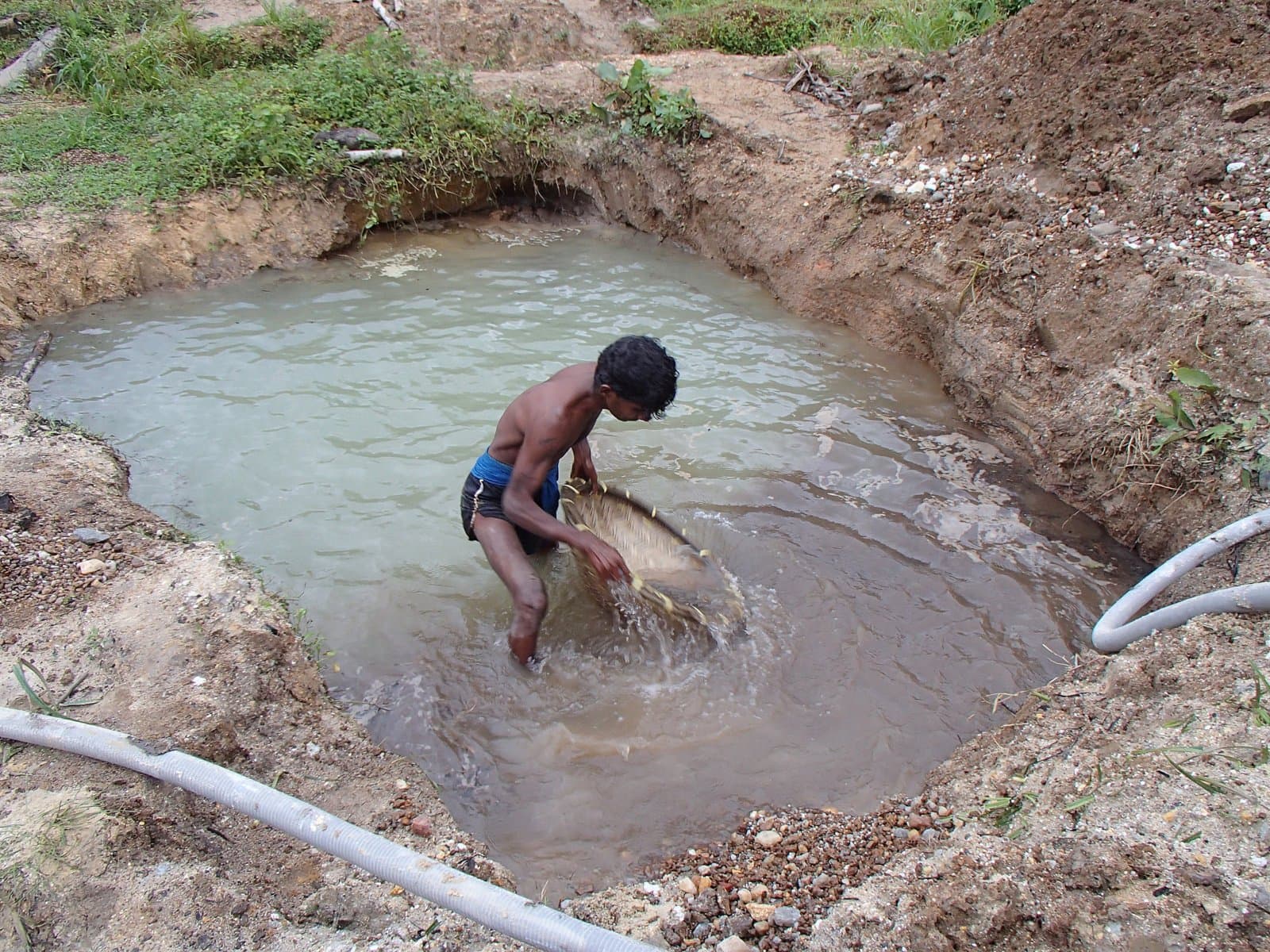 Gemstone mining work in Sri Lanka
